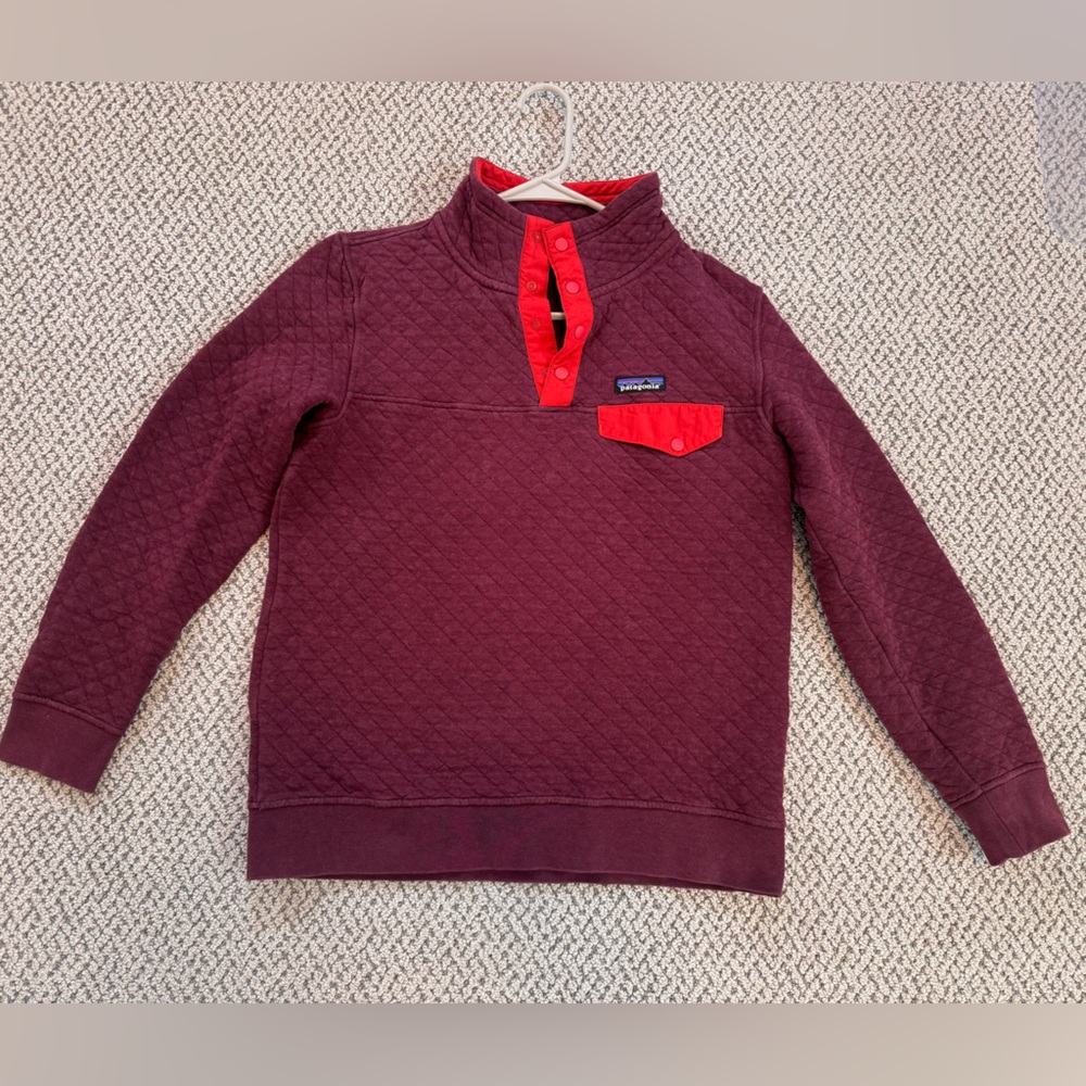 Patagonia Maroon and Red Quilted Pullover - Womens Small